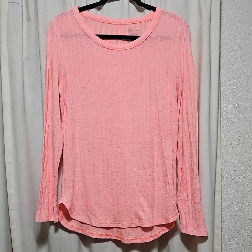 No Boundaries Long-Sleeve Crewneck Top - Florecent Orange